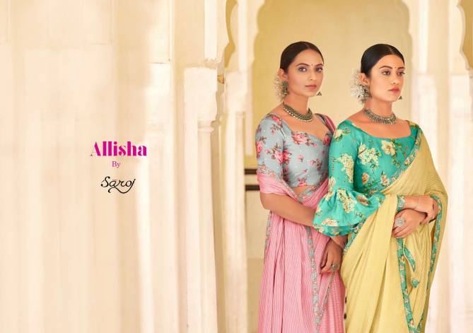 Saroj Allisha Fancy Ethnic Wear Georgette Printed Designer Saree Collection